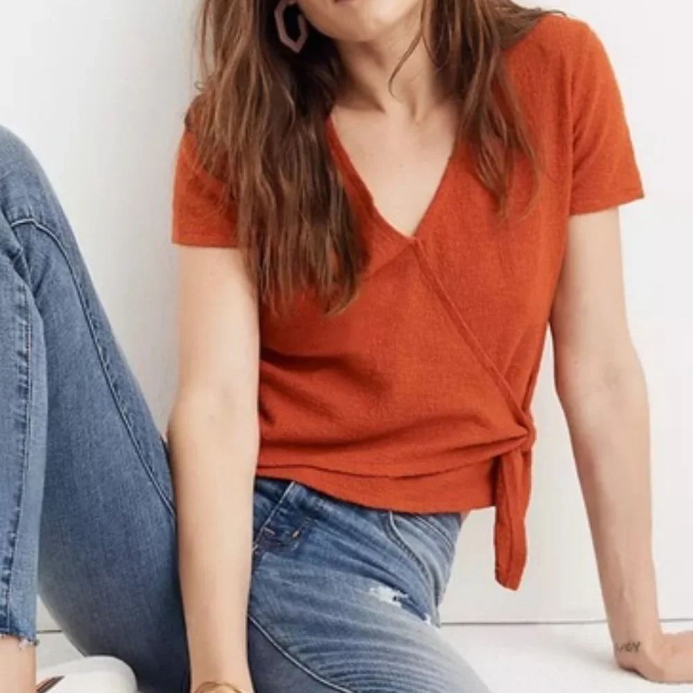 Madewell Texture & Thread Wrap-Tie Top - Picture 1 of 7